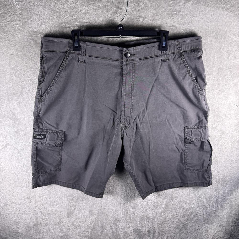 Wrangler Shorts Mens 40 Gray Cargo Stretch Canvas 10" Inseam Workwear Casual